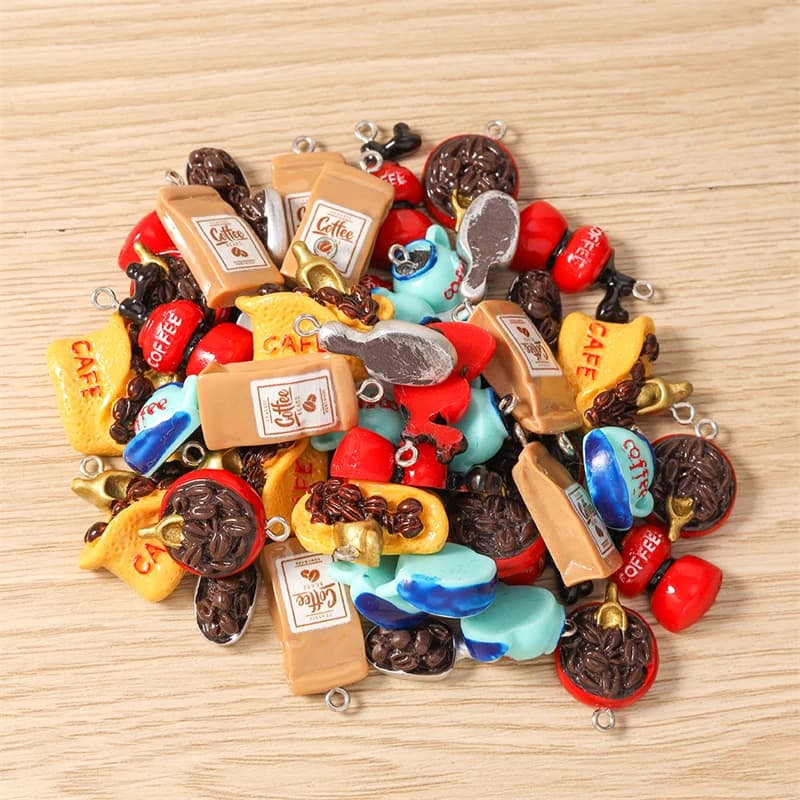 10pcs Cute Resin Simulation Food Coffee Charms Pendants for Jewelry Making Necklaces Earrings Bracelets DIY Crafts Accessories