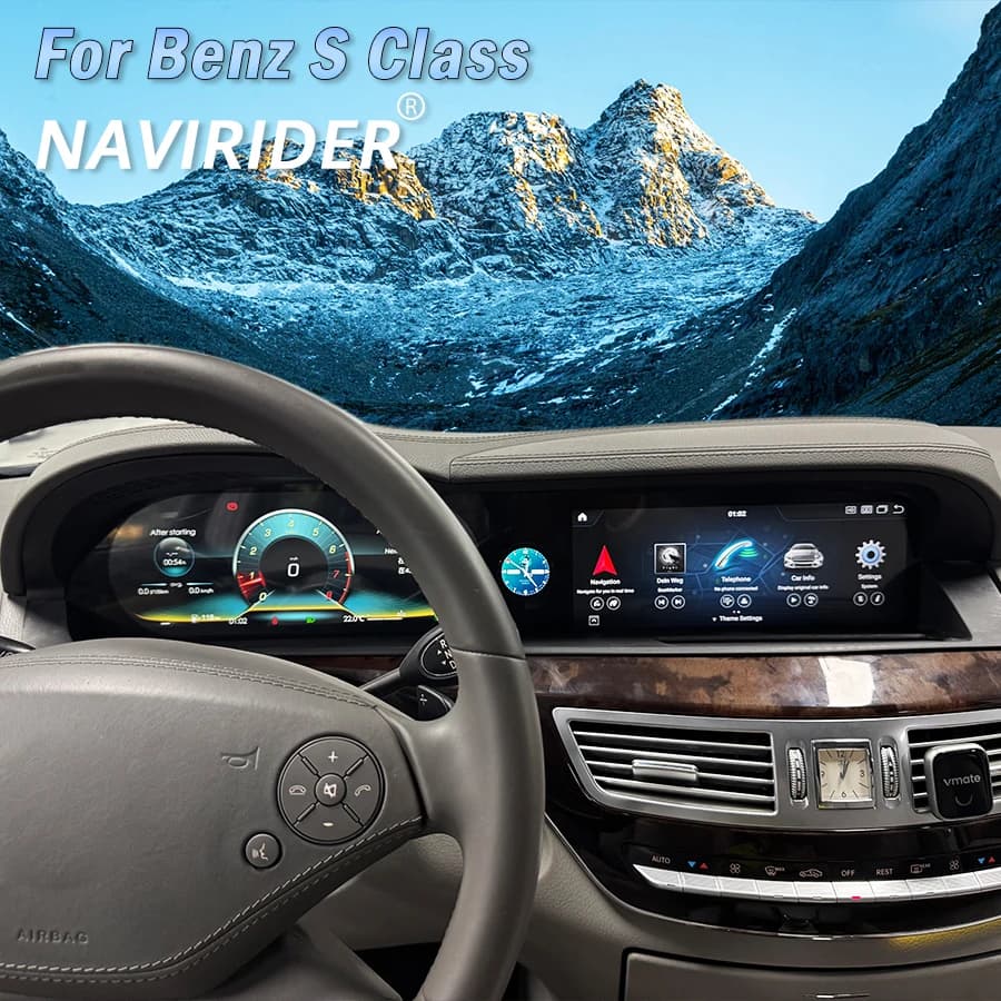 Per Mercedes Benz Classe S W221 S250 S350 2006-2013, Doppio Schermo LCD con Orologio Intelligente, Carplay, Android Auto, Lettore Multimediale Video, GPS, Autoradio