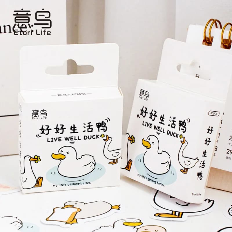 Etori Life46 pz/pacco Good Life Duck Album adesivi decorativi Adesivi autoadesivi per diario di quaderni di cancelleria per studenti fai da te
