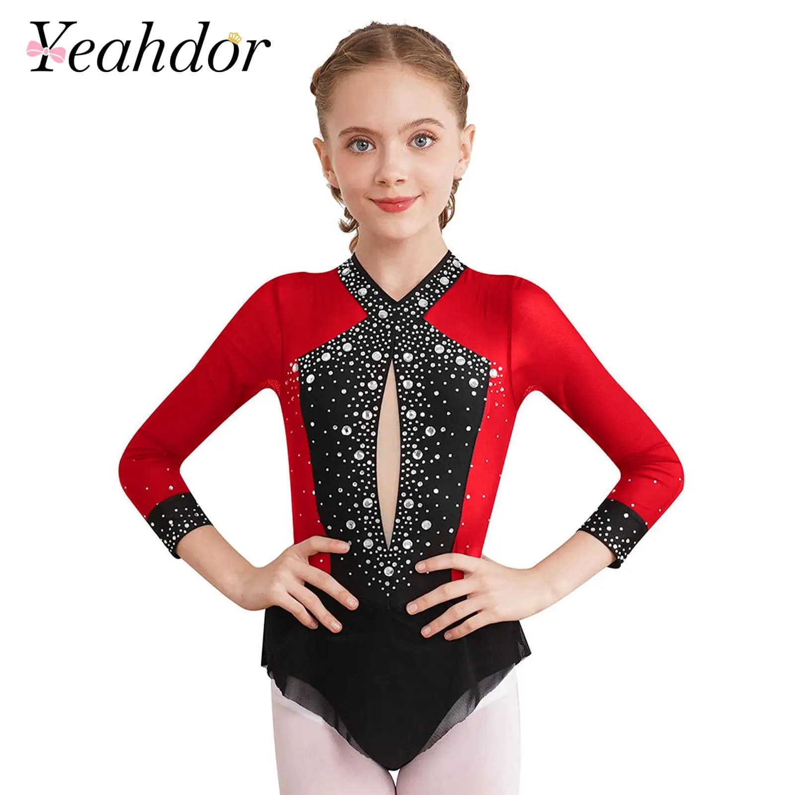 Children's ballet gymnastics body for girls Rhythmic gymnastics body for children Strass Yoga Figure skating Bodysuit