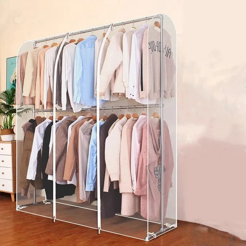 Copertura antipolvere per vestiti per la casa di alta qualità Camera da letto Appendiabiti da terra Copertura antipolvere Borsa per organizer per vestiti in plastica trasparente