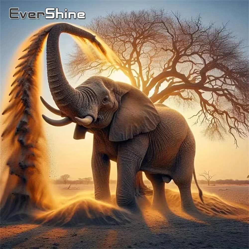Evershine Pittura Diamante Elefante Animale Pieno Quadrato Diamante Rotondo Mosaico Albero Immagine Strass Ricamo Fai da Te Decorazione Della Parete