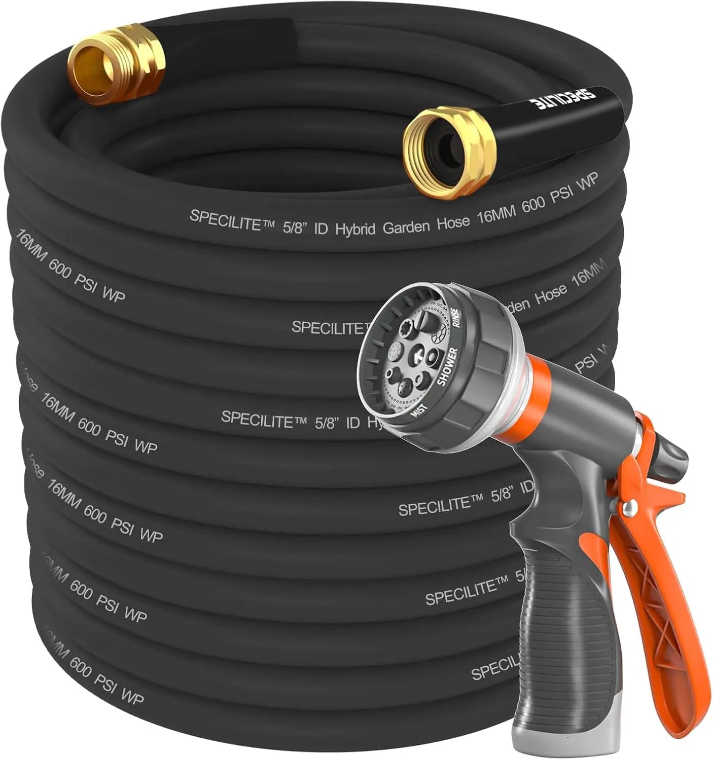 Tubo da giardino per irrigazione 45,7 m x 1,6 cm, resistente, flessibile e leggero, resistente a 41 bar (600 psi), tubo ibrido in gomma anti-piega per giardino.