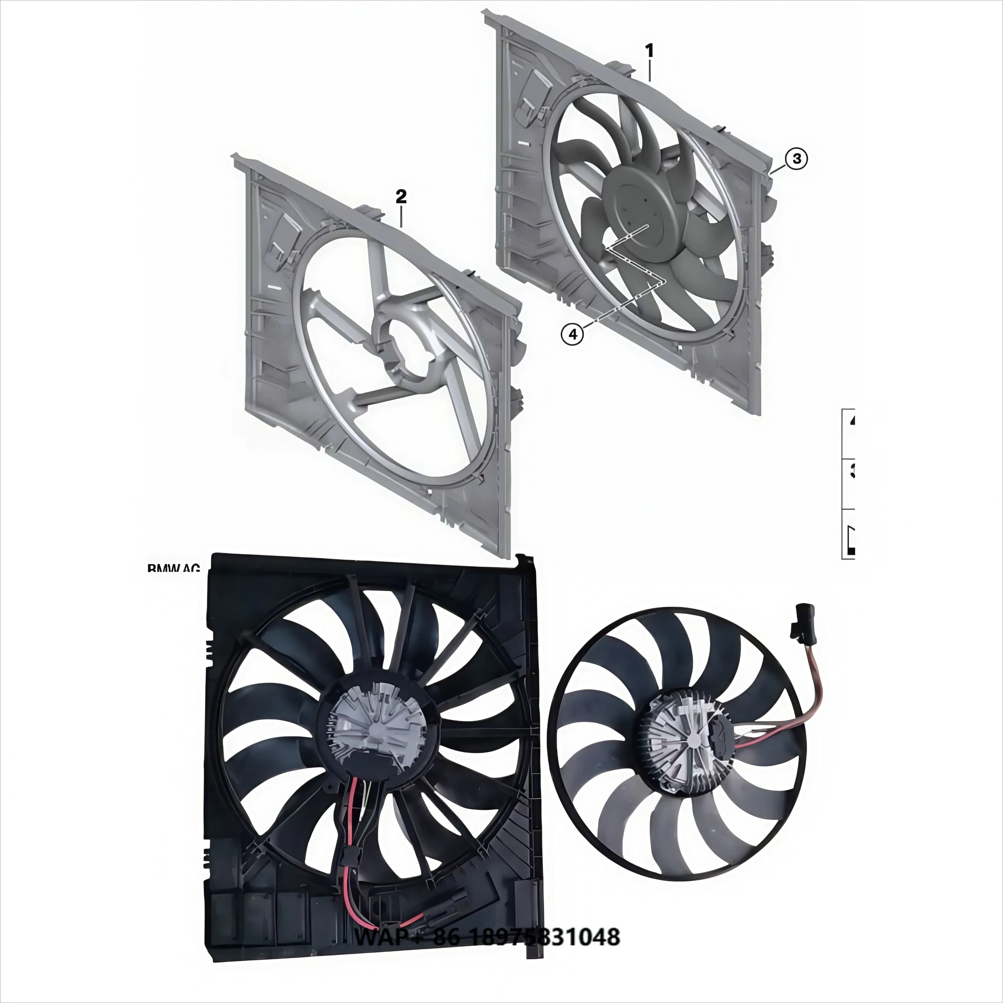Ventola di Raffreddamento Elettrica ad Alte Prestazioni da 1000W per Radiatore, Compatibile con M3/M4 Competition G80 G82 OE 17428666819, Versione Aggiornata Usata