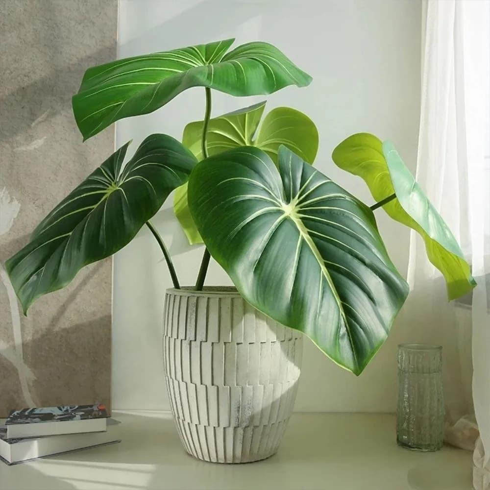Foglie Artificiali di Calla in Plastica, Piante Verdi Realistiche, Foglie di Arroto Artificiali, Foglie di Banana Realistiche Resistenti ai Raggi UV, Decorazione per la Casa