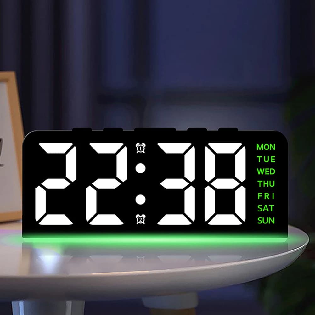 Sveglia digitale a LED, sveglia da comodino, display con temperatura/data, orologio da parete senza cornice, multifunzionale per la camera da letto