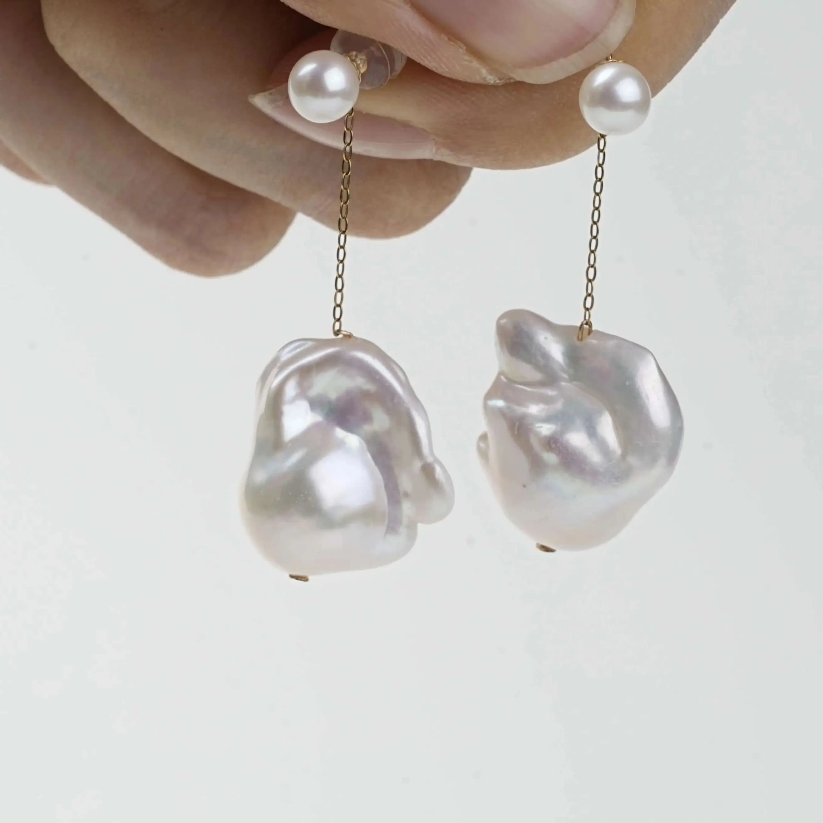 XF800 Natural Irregular 18K Gold Earring DIY Accessories 13-15mm Big Au750 Fine Jewelry for Women Boutique Giftdiy2026020