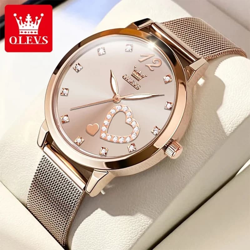 OLEVS Luxury Top Brand orologio da polso da donna Original Mesh Belt Fashion orologio impermeabile per donna Casual Diamond Lady orologio da polso