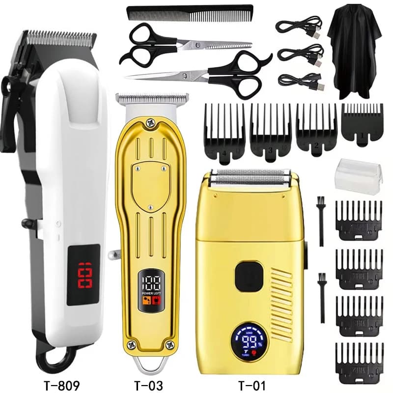 Tagliacapelli Professionali, Rasoio Elettrico per Uomo, Ricaricabile USB, Trimmer per Barba a Ricarica Rapida