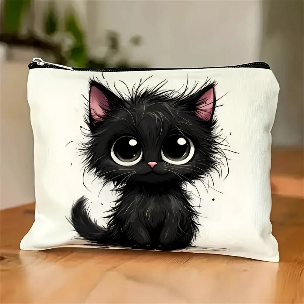 A bag for cosmetics with print of cute cats: multifunctional case with zipper, bag for storing jewelry, small bag with perfect travel zipper.
