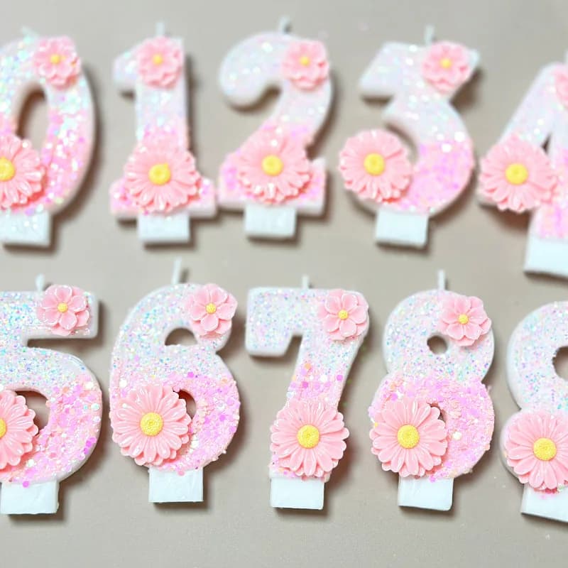 Candela digitale creativa a forma di fiore rosa per compleanno, decorazione per torta, accessori per feste, creazione di atmosfera