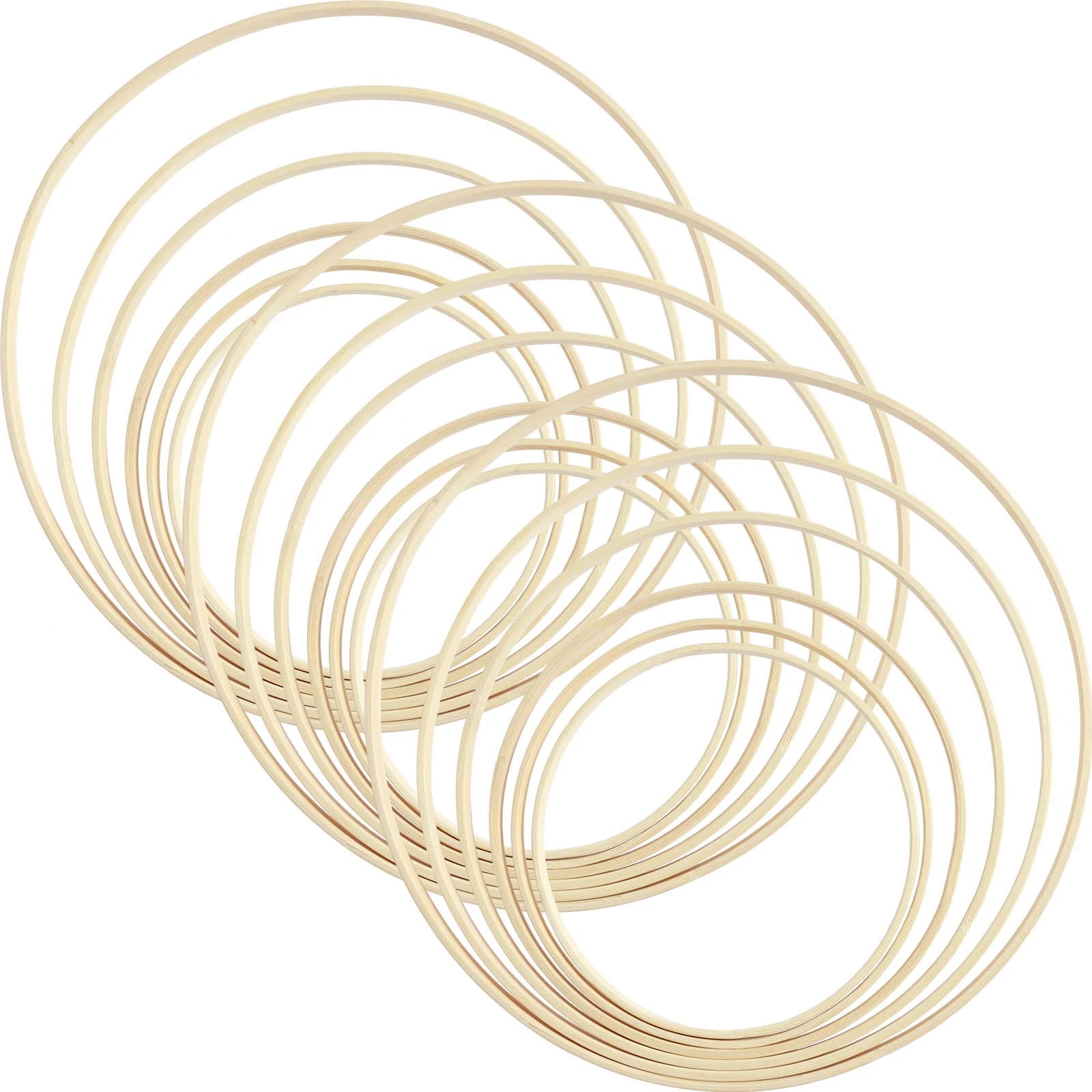 Set di anelli di bambù da 18 pezzi Set di cerchi di bambù fai da te di 6 dimensioni Set di ghirlande di bambù multiuso cerchio di artigianato liscio per decorazioni di ghirlande di nozze fai da te