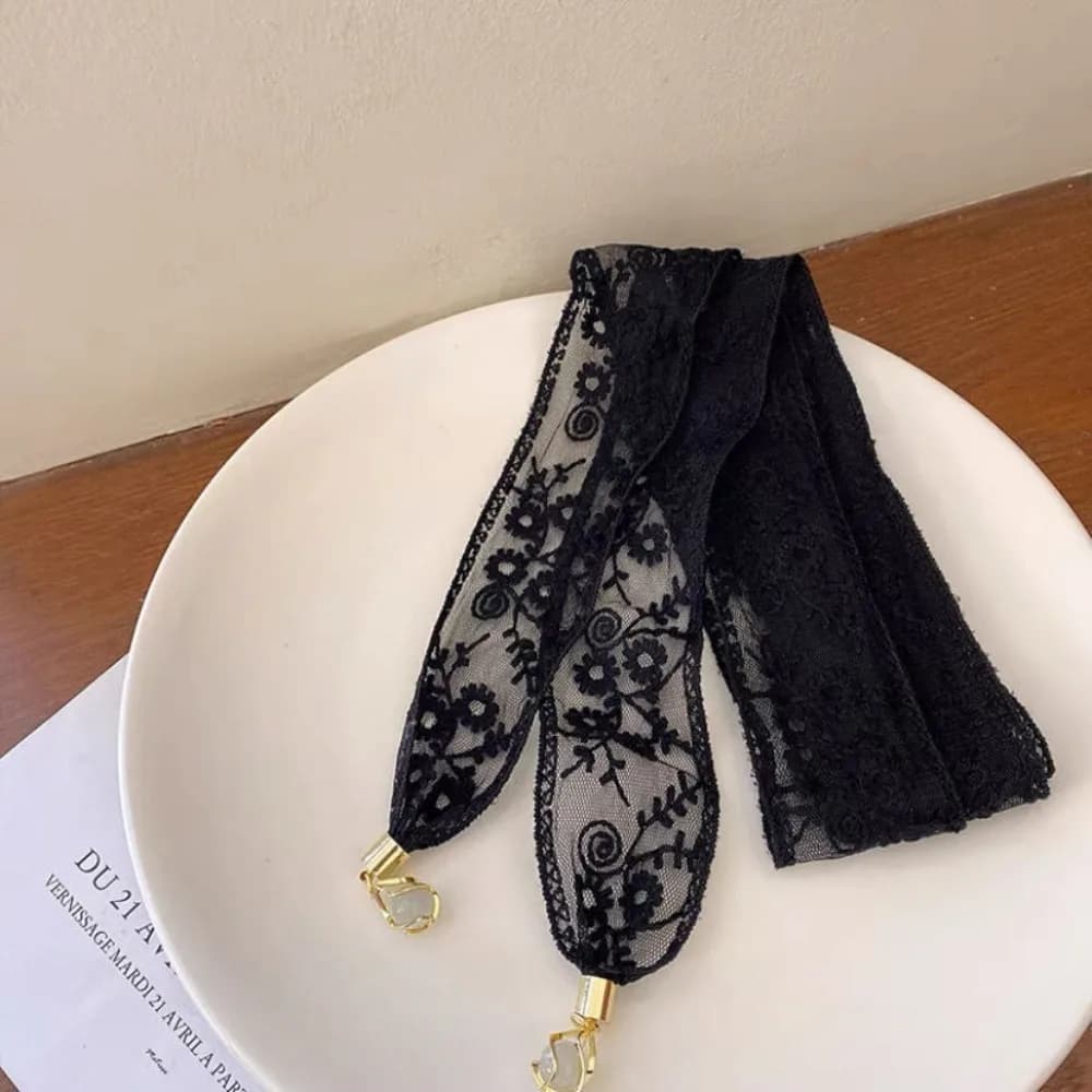 Foulard per capelli in pizzo floreale, decorazione trasparente per acconciature, fascia per capelli con trecce, accessori per capelli stile coreano, sciarpe lunghe per il collo