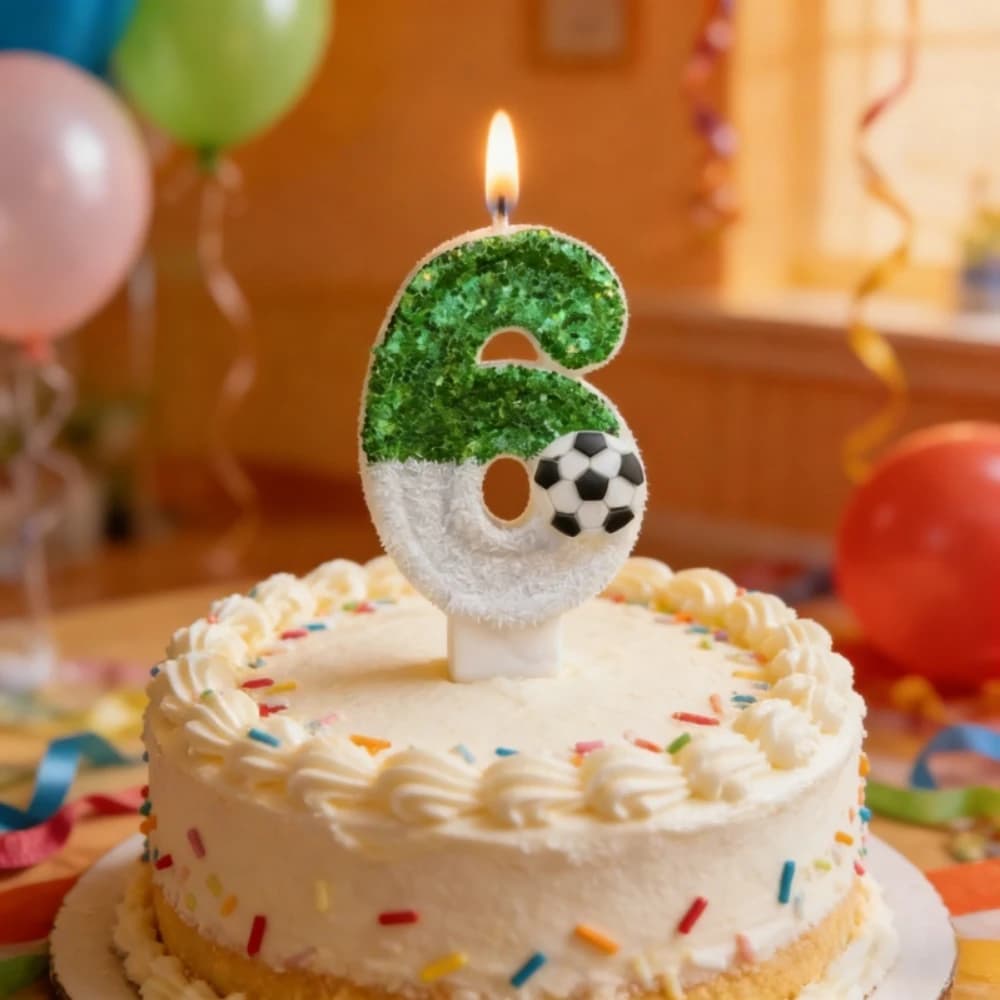 Soccer Ball Shape Candles with Numbers 0-9, Creative Decorations for Birthday Cakes and Party Supplies