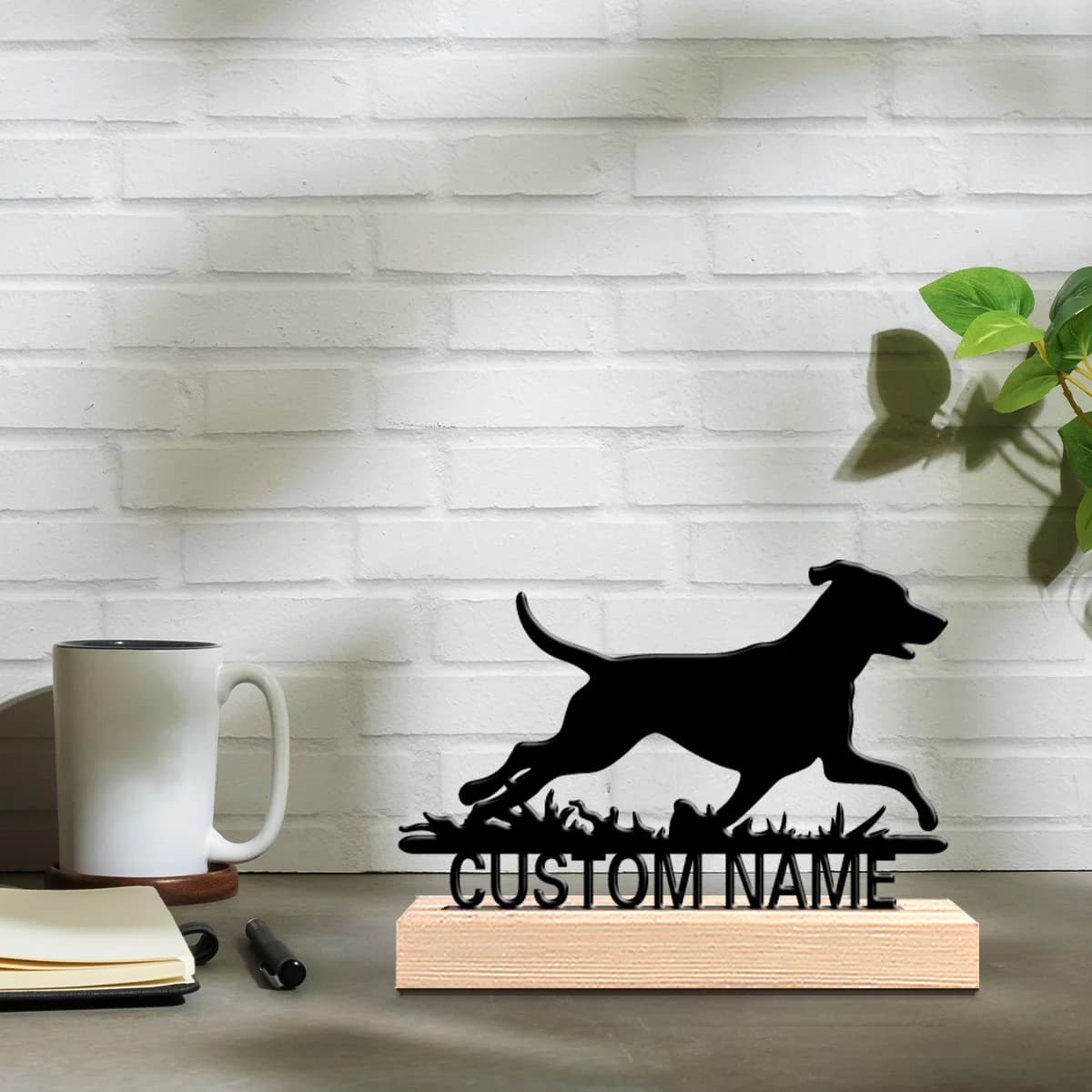 1 Pezzo Nuova Statua in Metallo Personalizzata per Cani con Base in Legno, Decorazione da Tavolo, Regalo Commemorativo per Animali Domestici