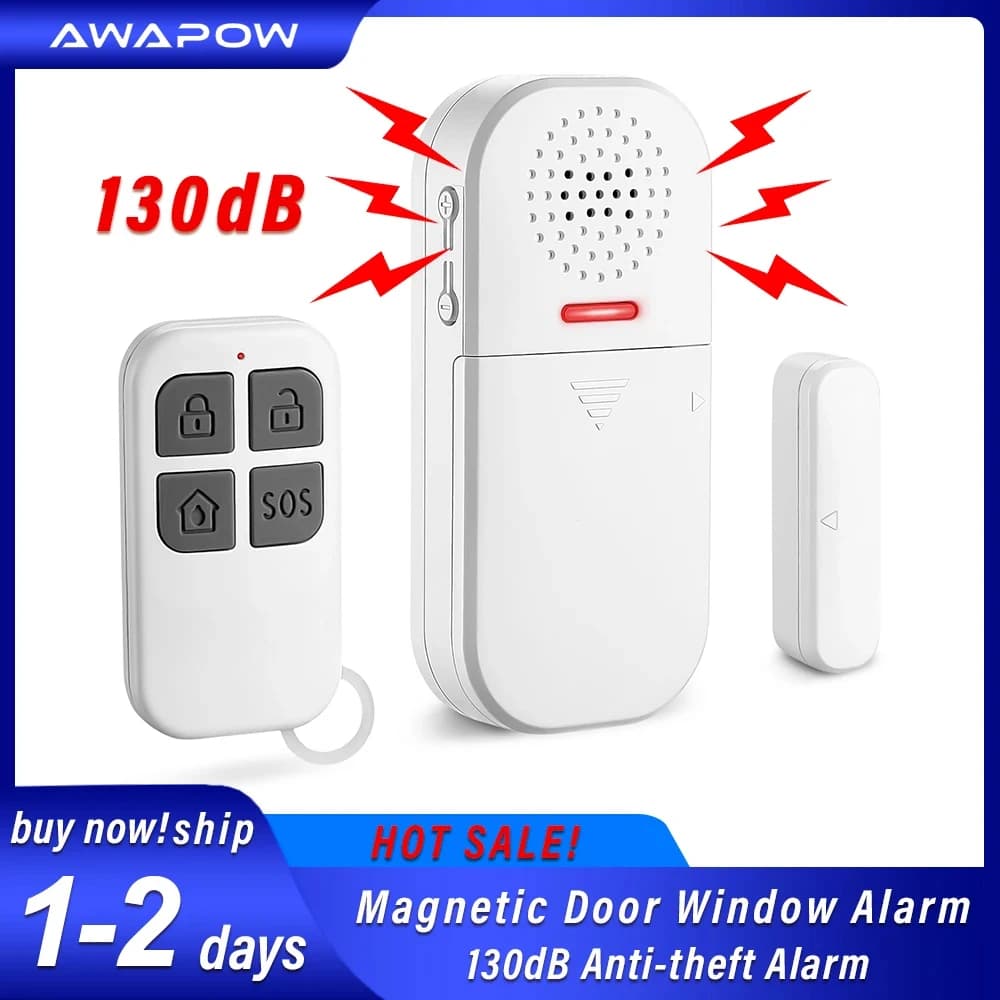 Awapow Allarme sensore magnetico per porte e finestre senza fili 130dB antifurto con rilevatori di telecomando Sistema di allarme di sicurezza domestica