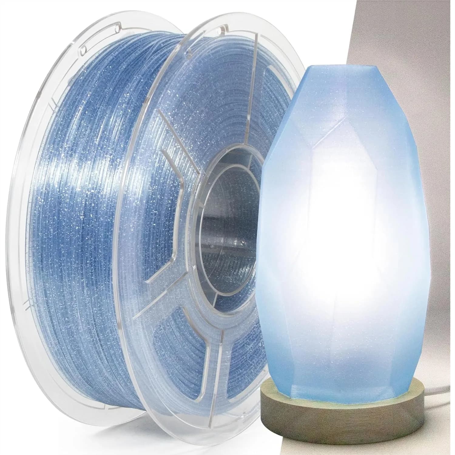 Filamento PLA per Stampante 3D Trasparente Sfumato 1.75mm Alta Trasmissione della Luce per Paralumi Vasi Alberi di Natale 1KG