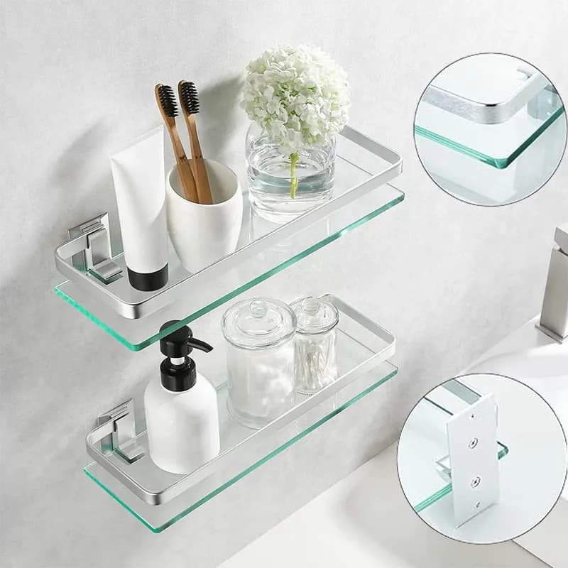 Foro per l'organizzazione dello stoccaggio della cucina Organizzatore per portaspezie per il bagno Scaffale quadrato in vetro Accessori per la cucina Apparecchio per l'organizzazione