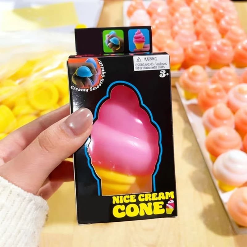 Offerta Speciale: Cono Gelato Sensoriale Antistress, Giocattolo Fidget per Ansia e Concentrazione, Cubo Sensoriale da Scrivania, Giocattolo Squeezable per Adulti e Bambini
