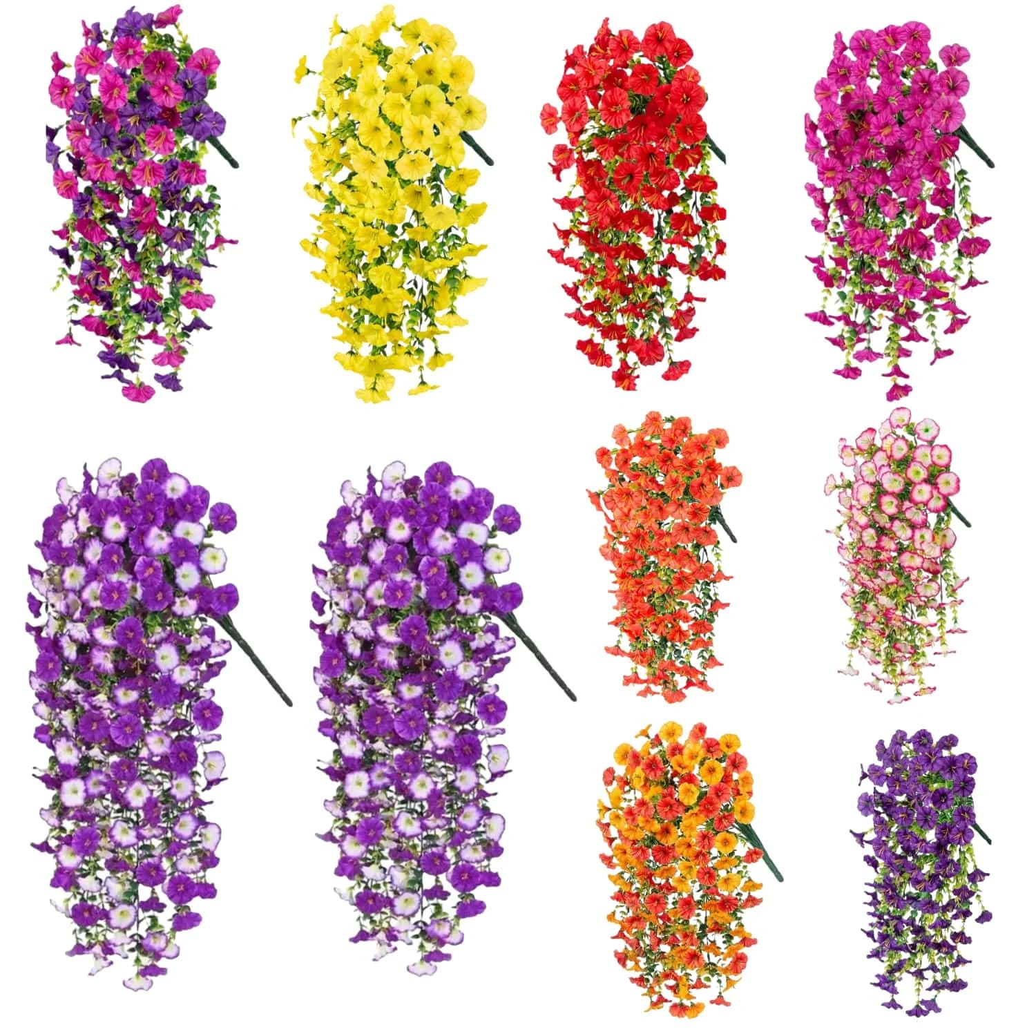 4 fiori artificiali per tromba sospesi: porta interna ed esterna, accenti festivi per la casa, viti di fiori durevoli con esposizione floreale