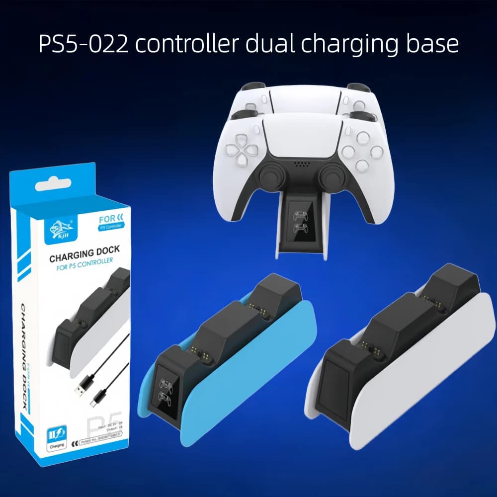 Base di ricarica doppia per controller PS5 con indicatore LED, caricabatterie wireless per controller di gioco PS5