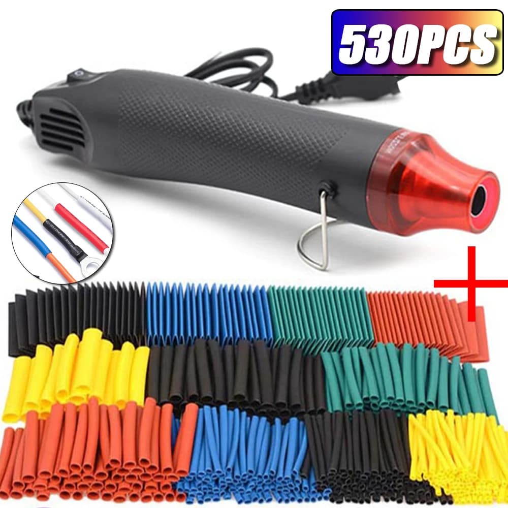 530/328/127 pezzi Tubo termoretraibile 2:1 Filo termoretraibile Tubo termoretraibile Filo Collegare Protezione della copertura con pistola ad aria calda da 300 W