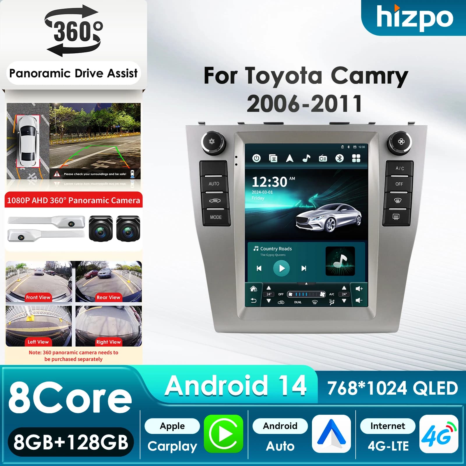 9.7'' 7862 AI Systems 8Core 360°Camera CarPlay Android Auto Car Radio for Toyota Camry 2006-2011 GPS Multimedia Stereo Head Unit