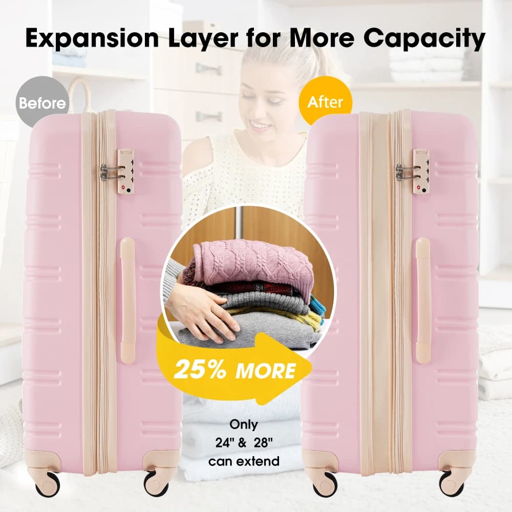 Set di Valigie Rigide da Viaggio 20"+24" con Ruote Girevoli, Serratura TSA, Leggere, con Borsa Extra