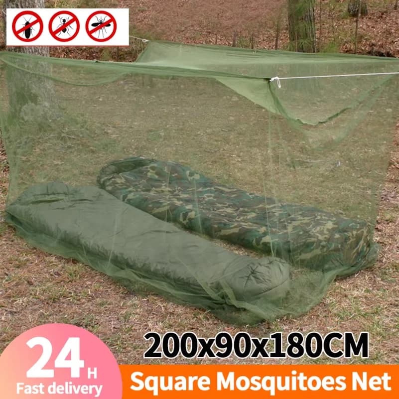 Zanzariera Singola Estiva Leggera Portatile Pieghevole Anti-Insetti Tenda a Baldacchino Rete Anti-Zanzare per Dormire Verde Militare da Esterno