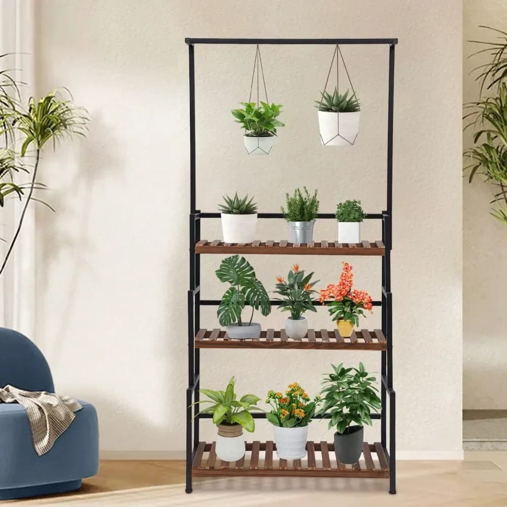 Scaffale a 3 livelli per piante sospese, porta vasi, espositore per fiori, organizer per vasi multipli, per interni ed esterni