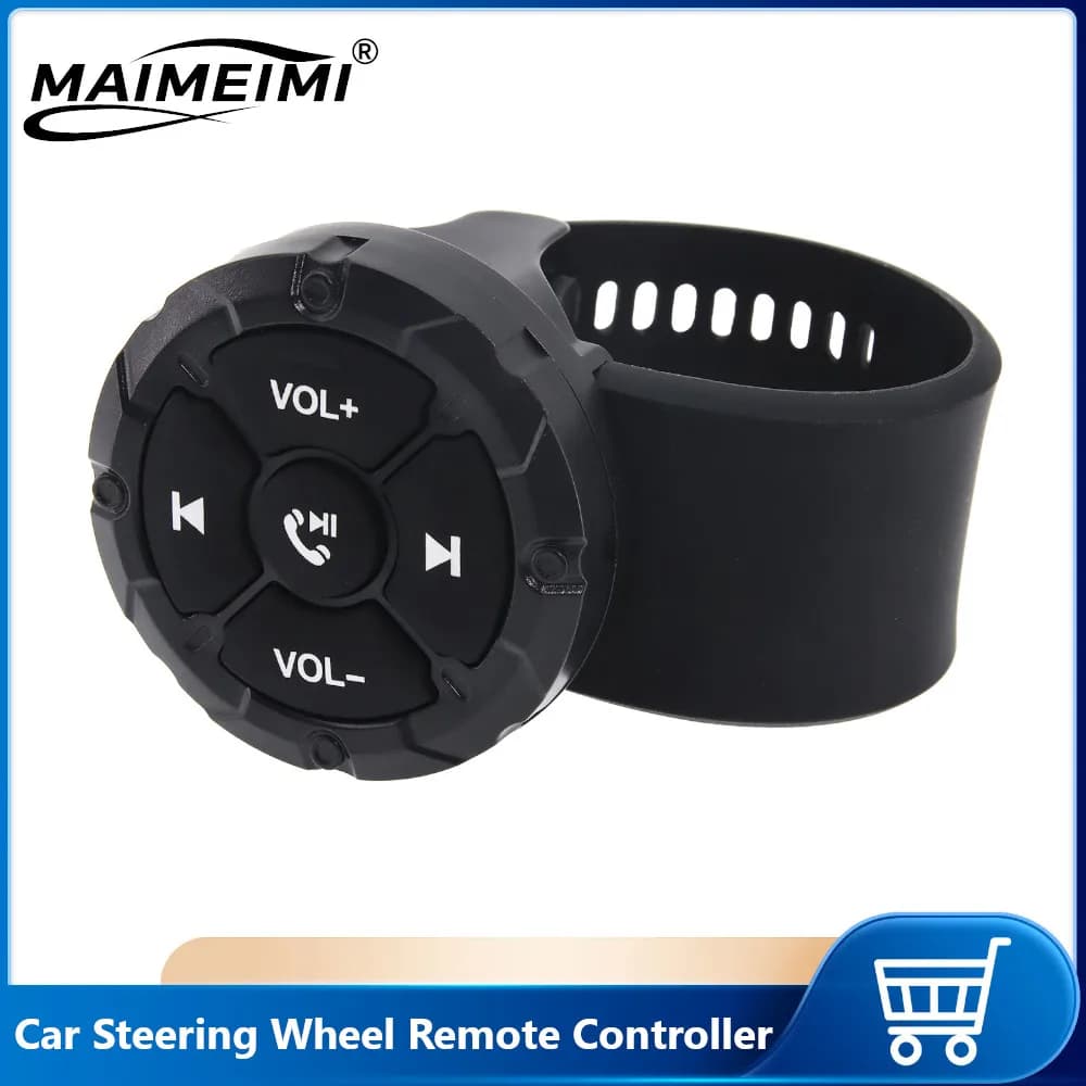 Pulsante controller multimediale per telecomando al volante dell'auto Controller per manubrio della bicicletta per moto compatibile con Bluetooth Nero