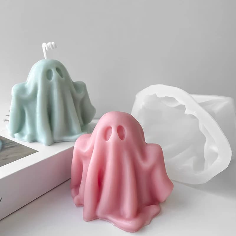 Fai da te Halloween Fantasma Candela Stampo in silicone Aromaterapia Candela Gesso Sapone fatto a mano Stampo Decorazione di Halloween
