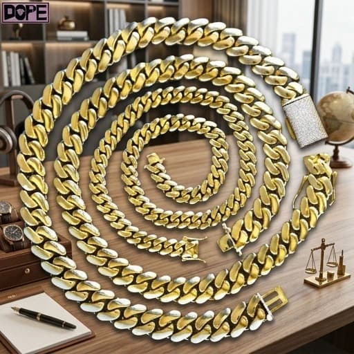 Collana a Catena Cubana in Argento 925 Placcato Oro 8-12mm, Stile Miami Monaco, per Uomo