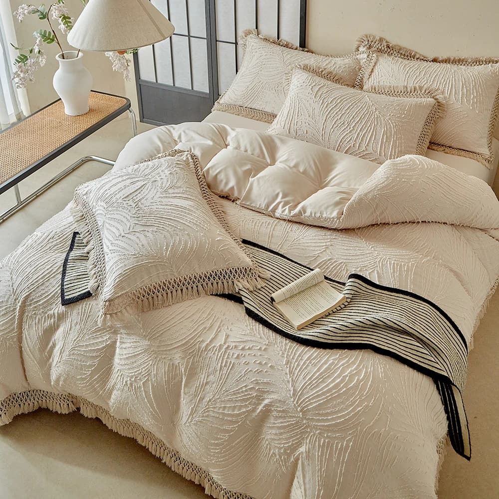 Duvet Cover Bedding Set Twin Full Queen King Size 135x200 Nordic Quilt Cover 240x220 Double Single Tassel Wind Bed Linen 200x200