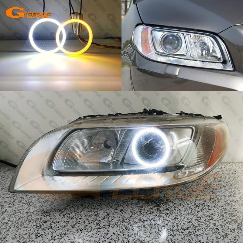 For Volvo S80 V70 XC70 2007 - 2014 2015 2016 Ultra Bright A/W Switchback Daylight SMD LED Angel Eyes Kit Halo Rings