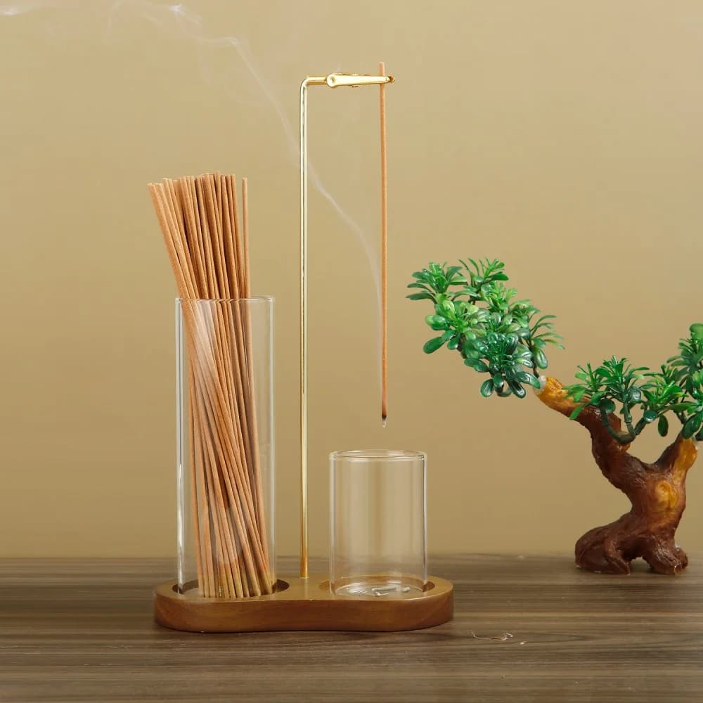 Portaincenso in vetro 2 in 1 Bruciatore di incenso semplice e pratico multifunzionale per camere da letto, uffici, bastoncini di incenso