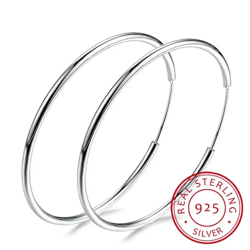 Donne 100% argento sterling 925 orecchino a cerchio cerchio rotondo anello regali confezione semplice orecchini a cerchio in argento piercing