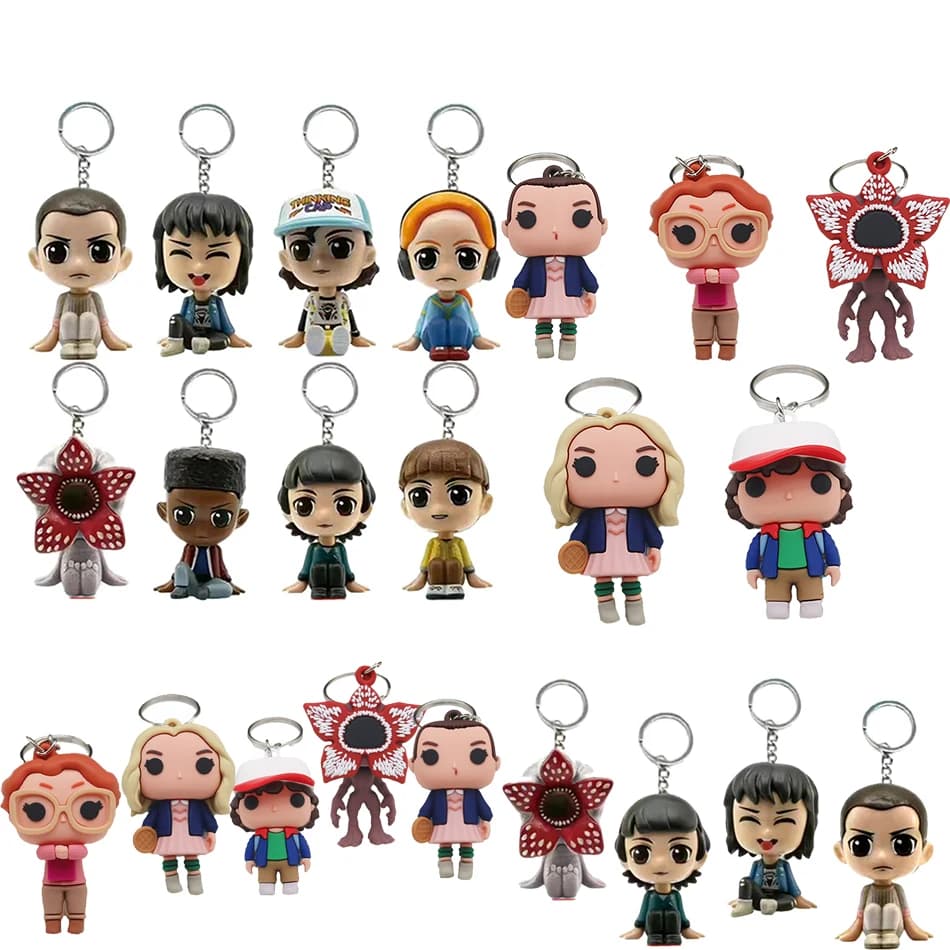 Bestseller: 13 Stili di Portachiavi Originali, Action Figure di Dustin, Barb, Steve, Demogorgone, Giocattoli THINGS