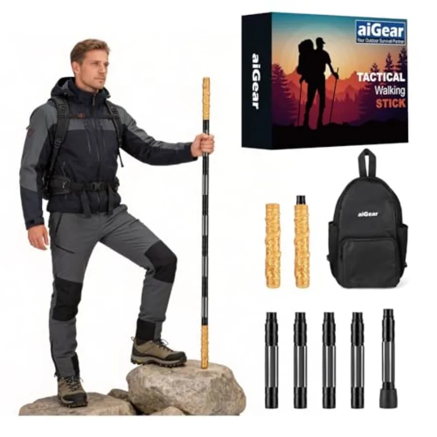 Bastone da Trekking Tattico da 53 Pollici con Impugnatura Black Myth Wukong, Estensione in Lega di Alluminio Resistente, Bastone da Passeggio Ruyi