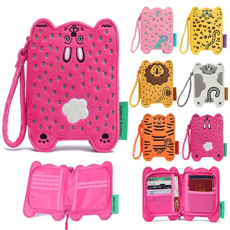 Porta Passaporto Originale a Forma di Animale Carino, Porta Carte Regalo, Borsa Porta Documenti a Forma di Animale Cartone Animato per Ragazze