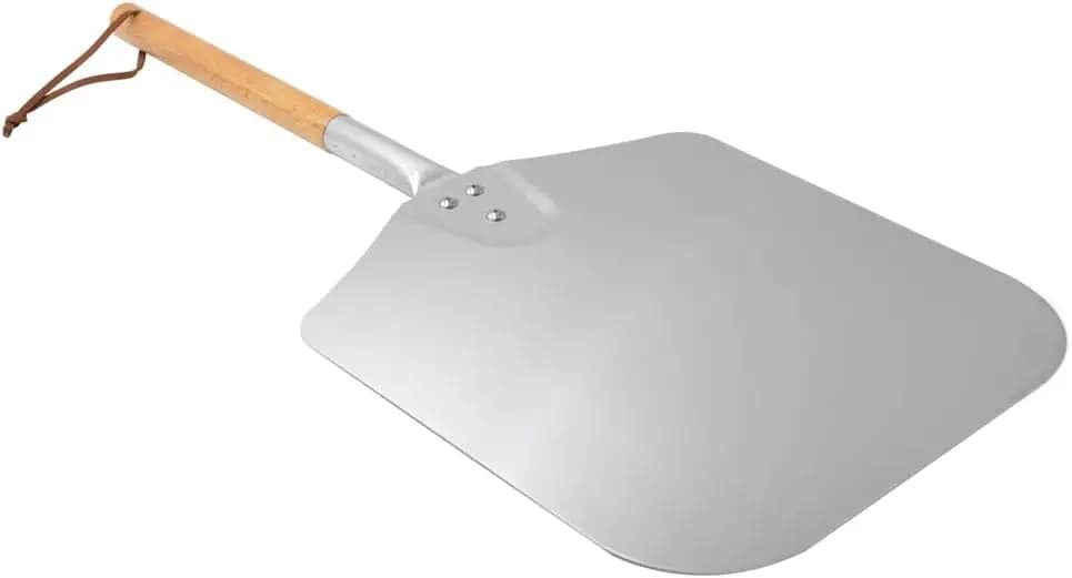 Pala per Pizza in Metallo da 28 Pollici con Manico in Legno per Griglia e Forno, Spatola da Cucina 13,5x16 Pollici