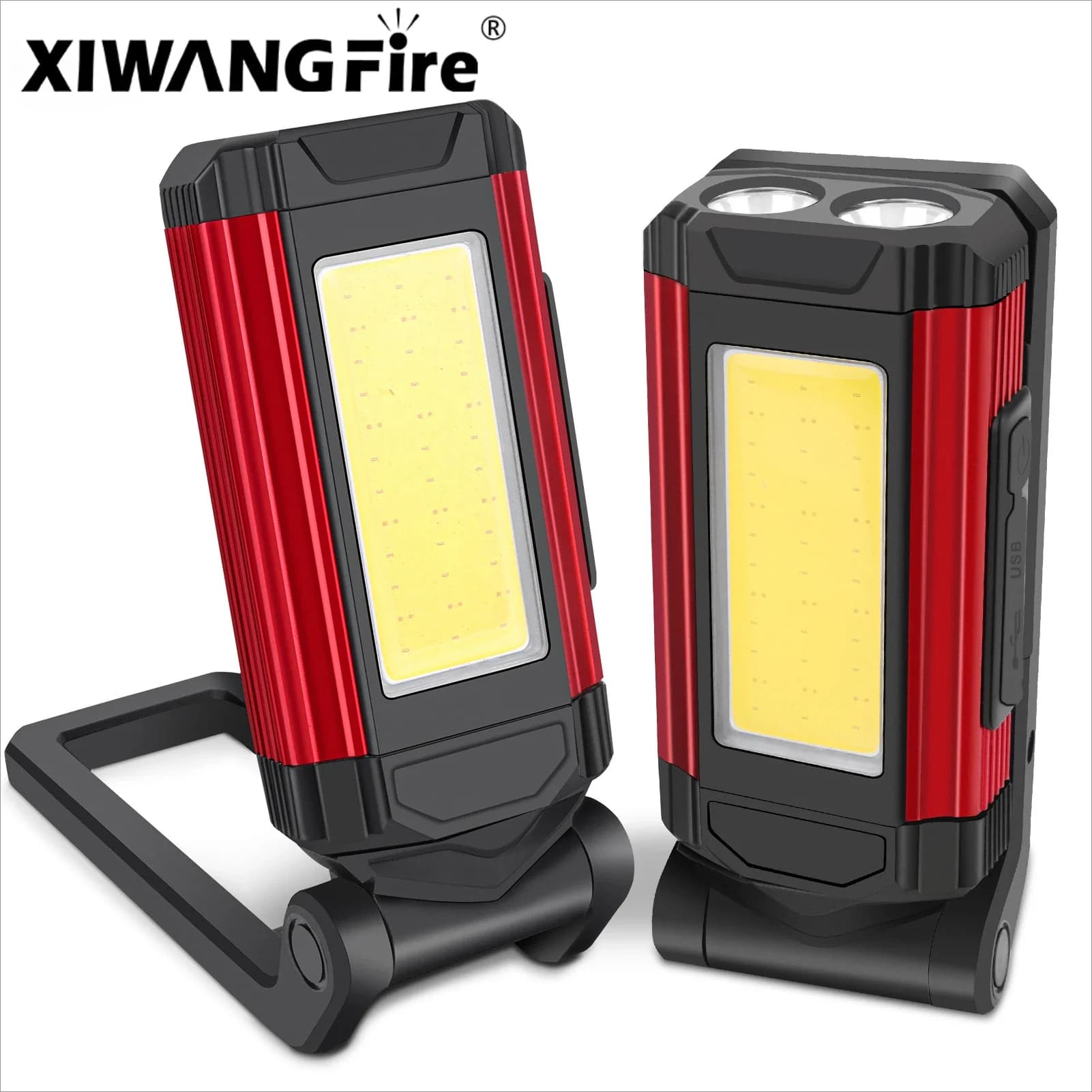 Lampada da lavoro magnetica COB portatile Torcia a LED ricaricabile tramite USB Lampada da campeggio impermeabile super luminosa per riparazione auto con staffe
