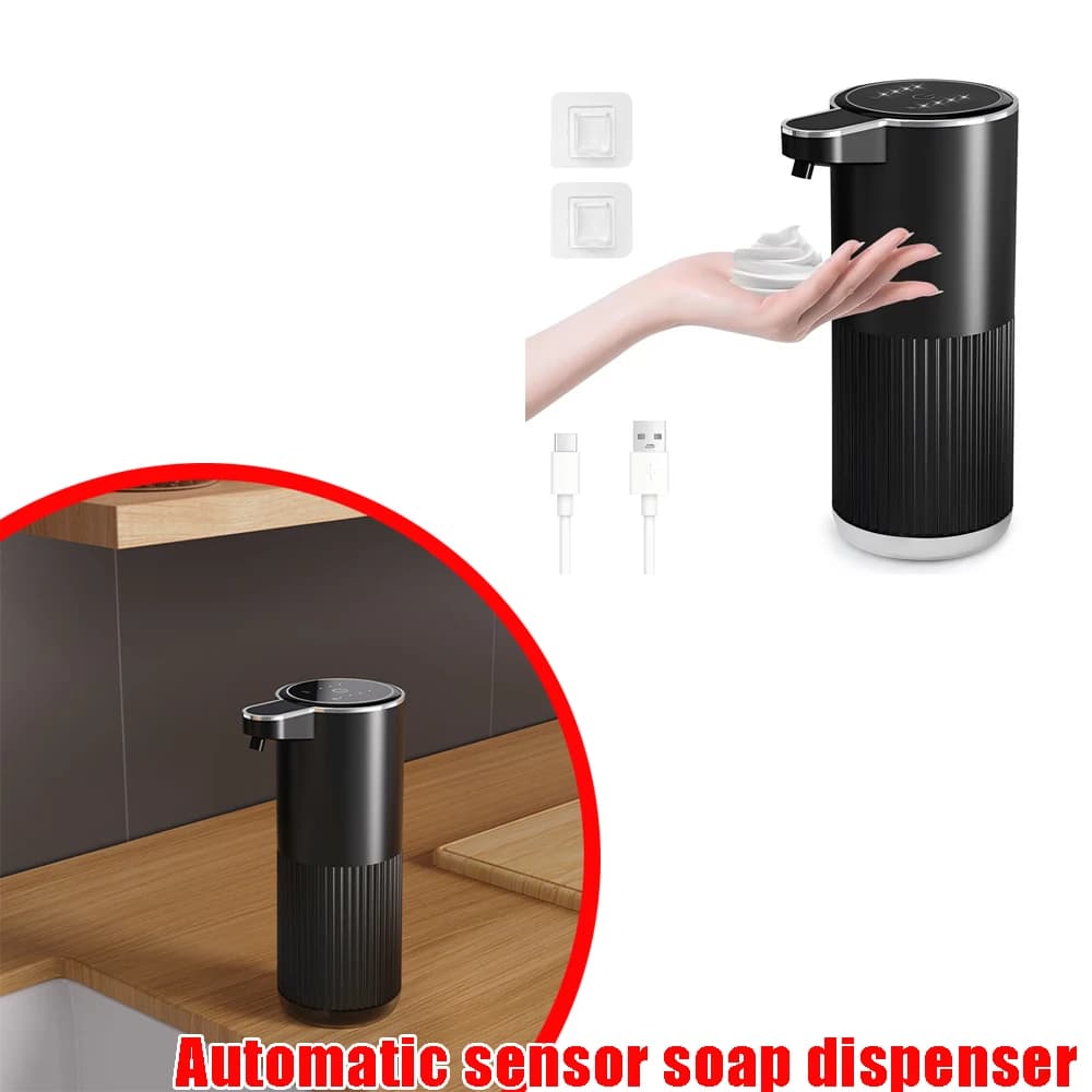 Dispenser di Sapone Elettrico da Parete, Impermeabile IPX5, 4 Livelli Regolabili, Ricaricabile, Intelligente con Sensore Automatico per Cucina