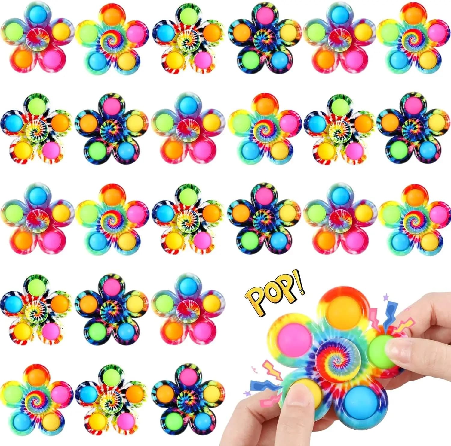 Set di 24 Fidget Spinner per Bambini e Adulti, Giocattoli Sensoriali Pop per ADHD e Ansia, Regalini per Feste e Premi per la Classe