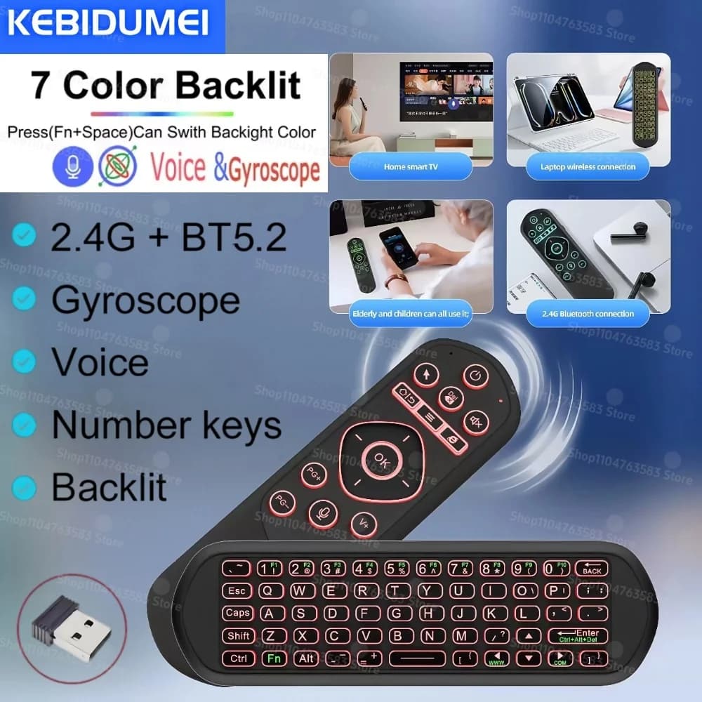 Telecomando senza fili Voice Air Voice Mouse 2.4G BT Mini tastiera ricaricabile IR Learning per MacBook Smart TV Android TV Box