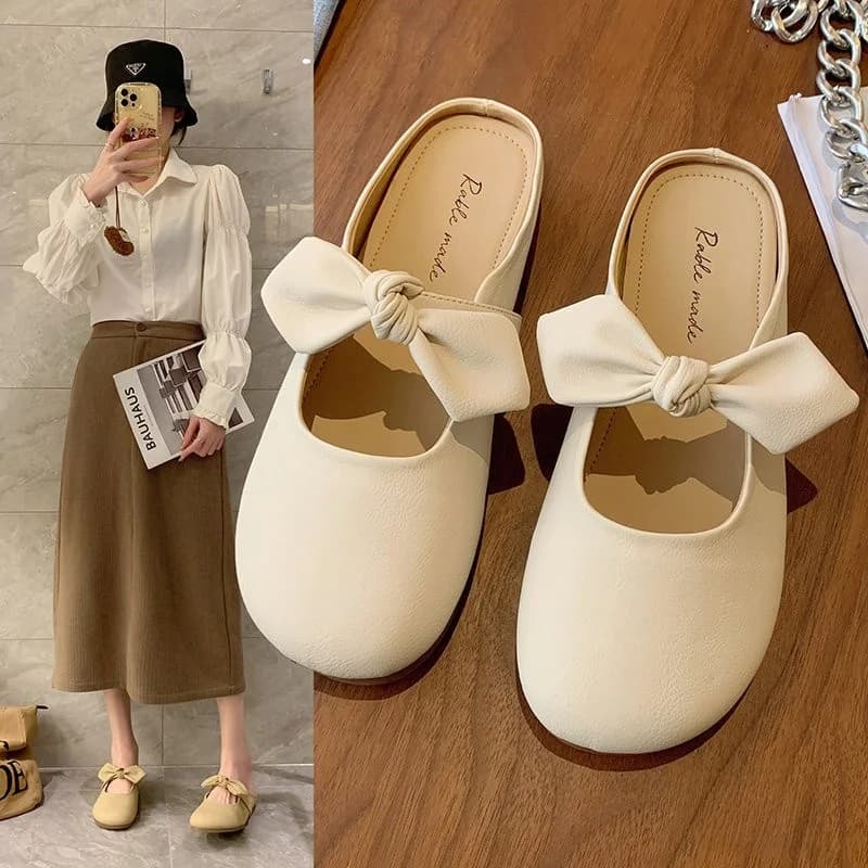 Sandali da donna slip-on con fondo morbido, nuovo stile Estate 2026, con nodo, per esterno, tacco piatto, comodi per tutti i giorni