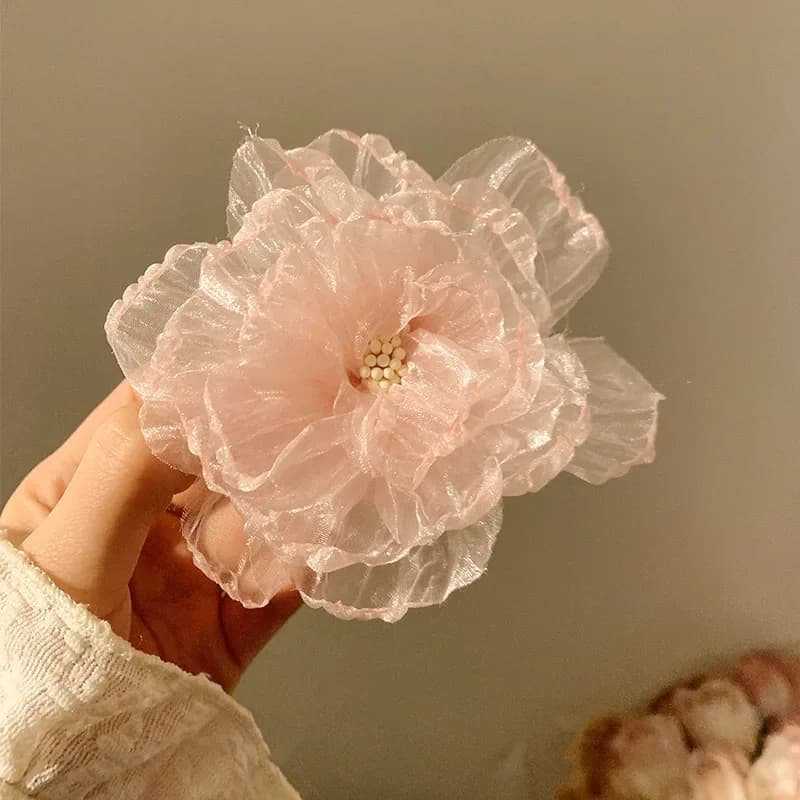Fermaglio per capelli con frangia Copricapo da fata Clip laterale per forcina a fiore grande in rete