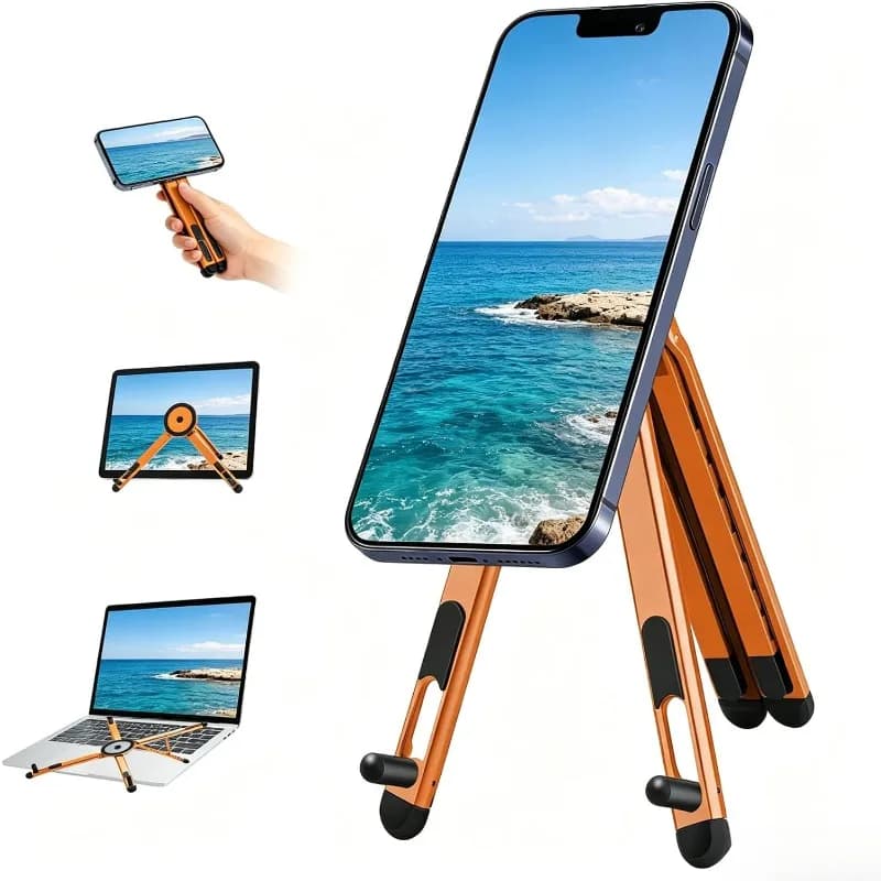 3-in-1 Foldable Laptop Stand Magnetic Phone Holder Aluminum Portable Desk Tripod Mount for Laptop Tablet & Phone Travel Vlogging