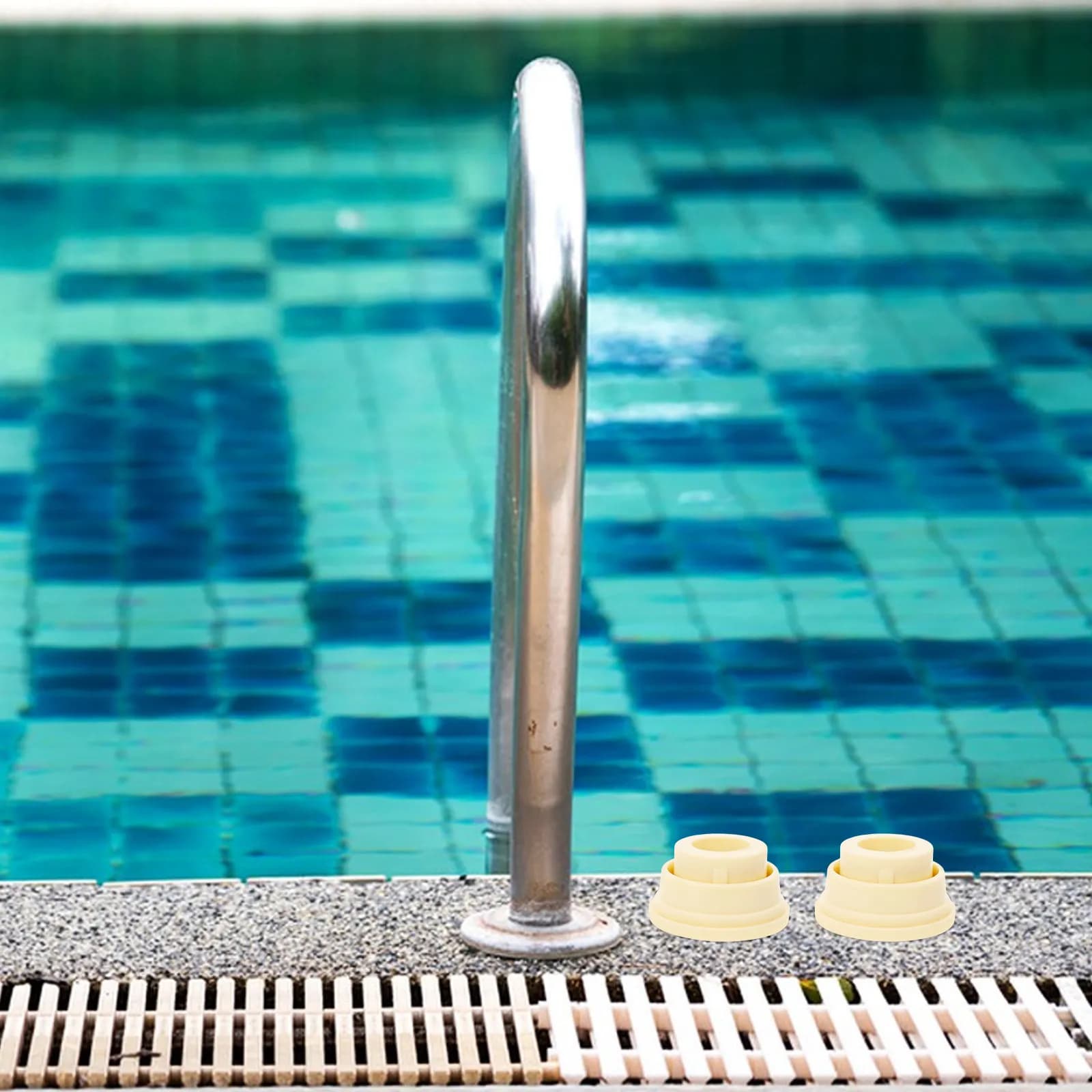 2 Pieces Non-slip Rubber Mats for Scaletta Pool, Soft Protective Spare Parts for Feet of Interrate Scalettes