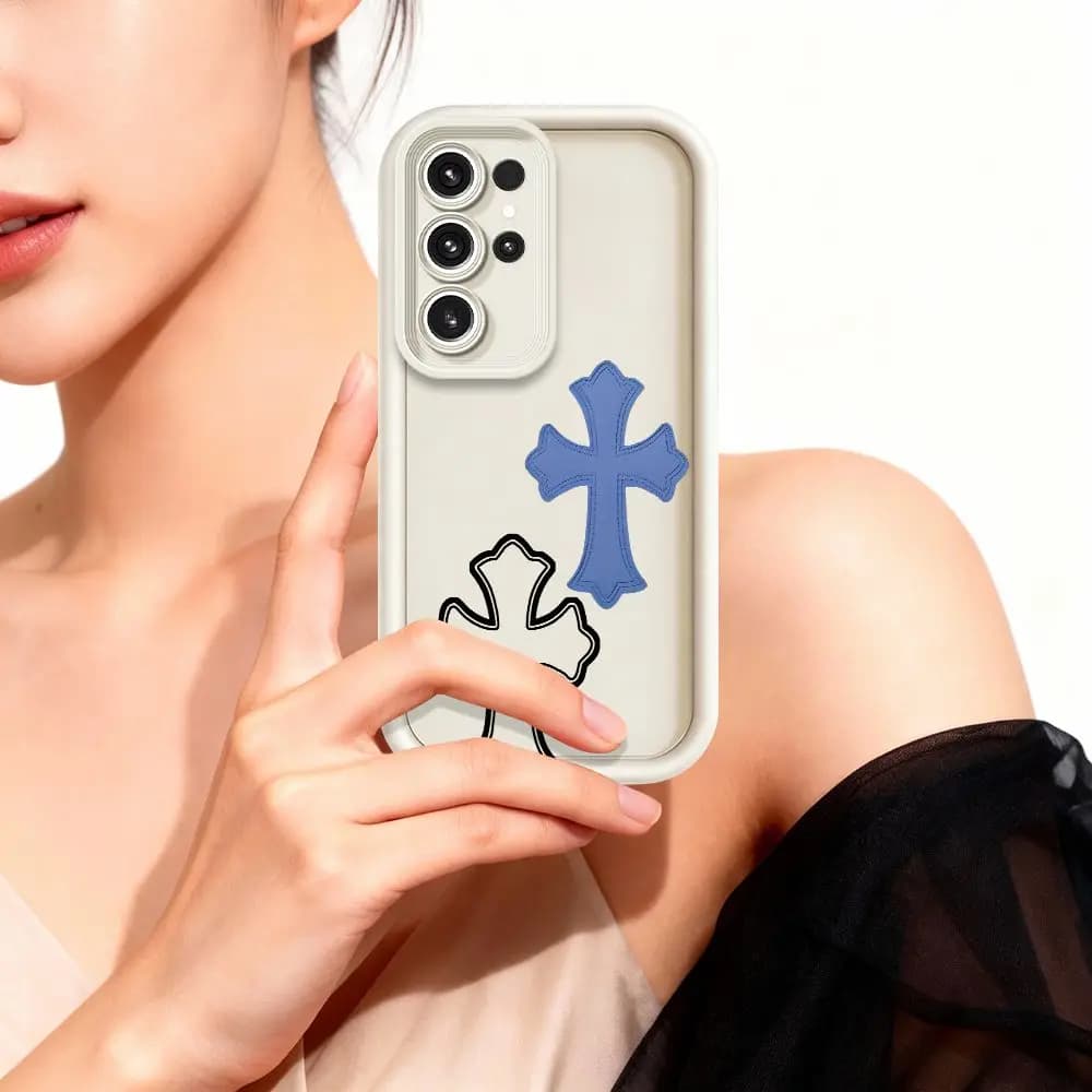 Silicone Cover with Cross Pattern for Samsung Galaxy S26 Ultra Plus S25 S24 S23 S22 S21 S20 Plus FE Note 20 Ultra